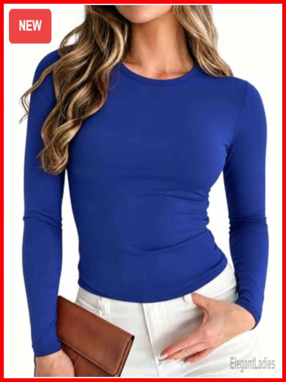 Long Sleeve Crew Neck Slim Fit Crop Tee Stretch Rayon Spandex